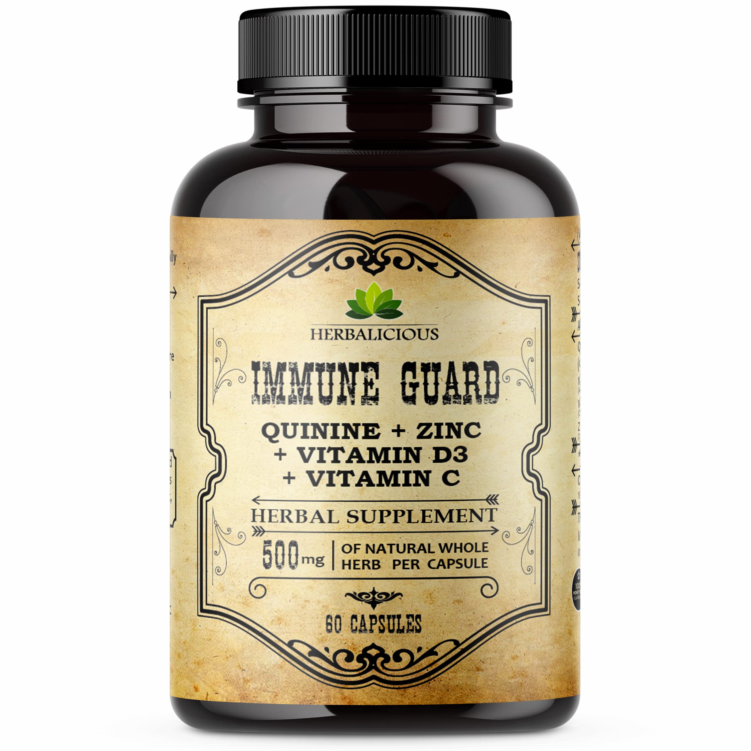 Bottle of HERBALICIOUS Quinine Immune Guard 60 capsules