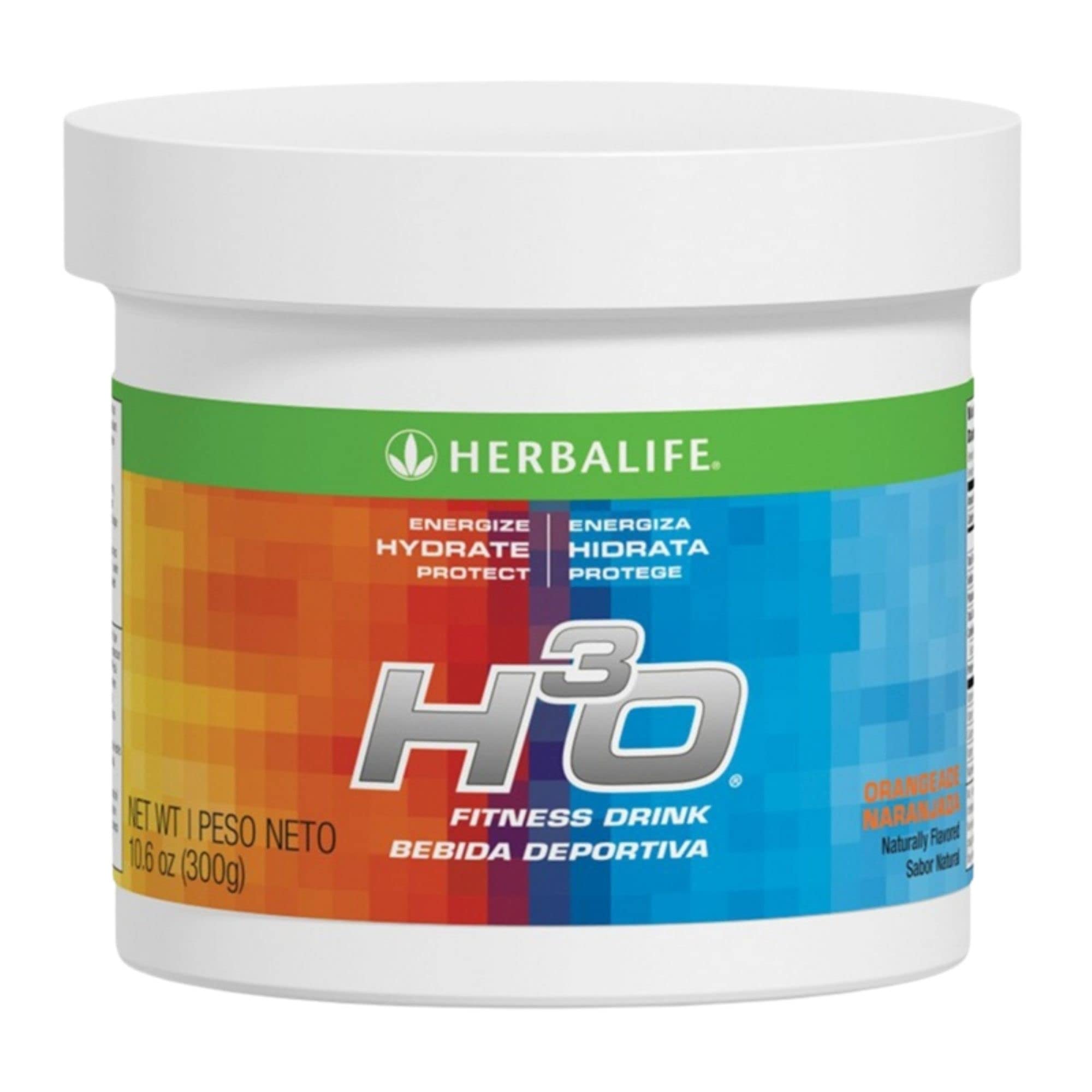 Front view of Herbalife H³O Orangeade Canister (300g)