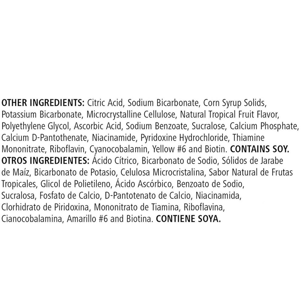 Herbalife Liftoff Tropical Fruit Force packaging tube with 10 tablets.