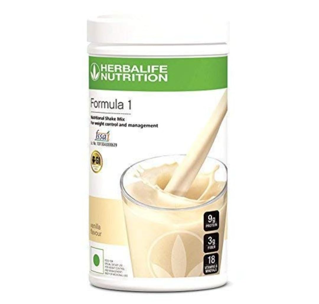 Herbalife PDM Vanilla canister side view showing packaging for quick protein shakes.
