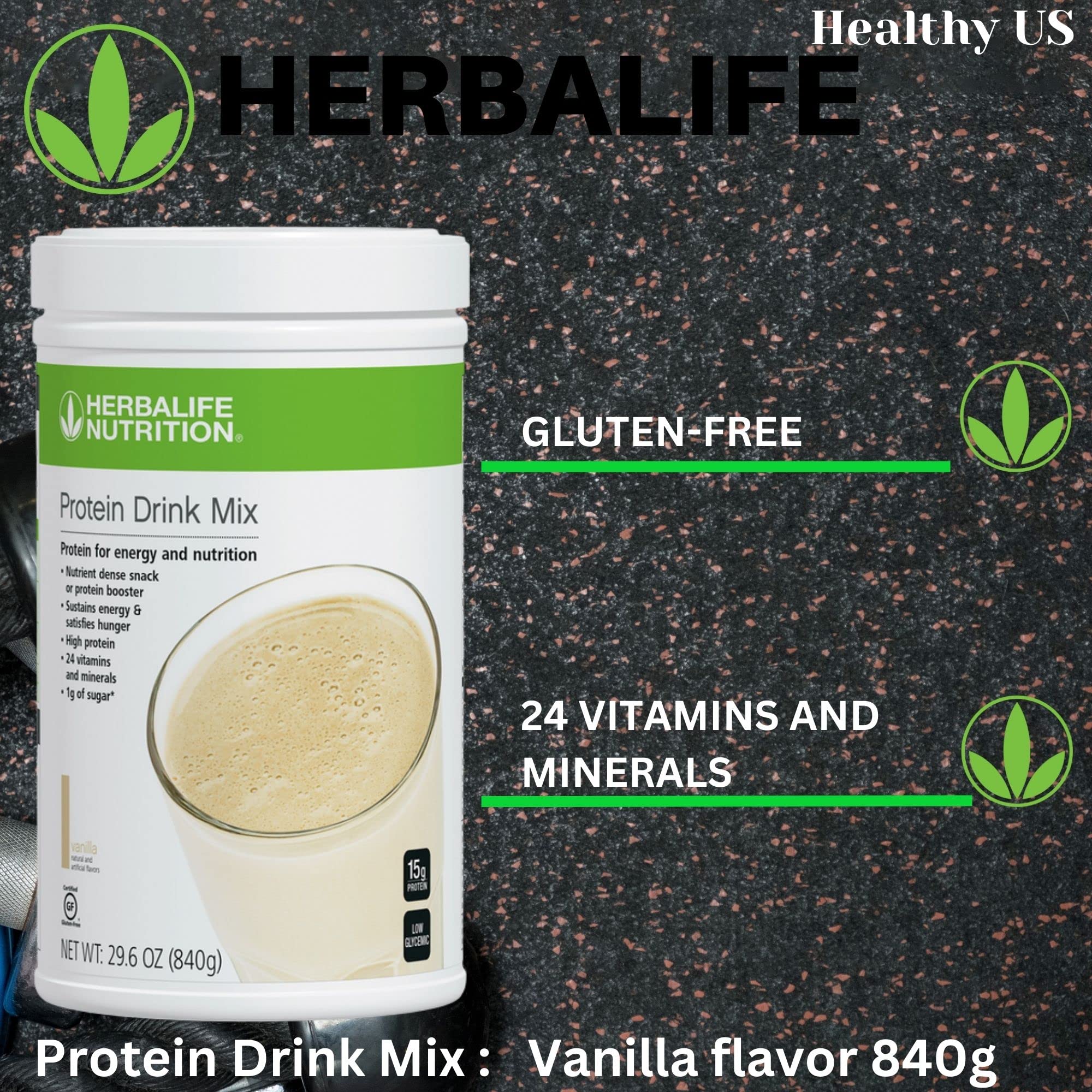 Herbalife Protein Drink Mix Vanilla ingredients panel — protein-rich composition