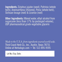 Lab-tested, USA-made Herbalogic Solid Eight sleep aid bottle with details