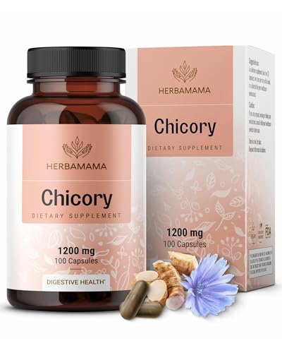 Front view of HERBAMAMA Chicory Root Fiber Capsules bottle