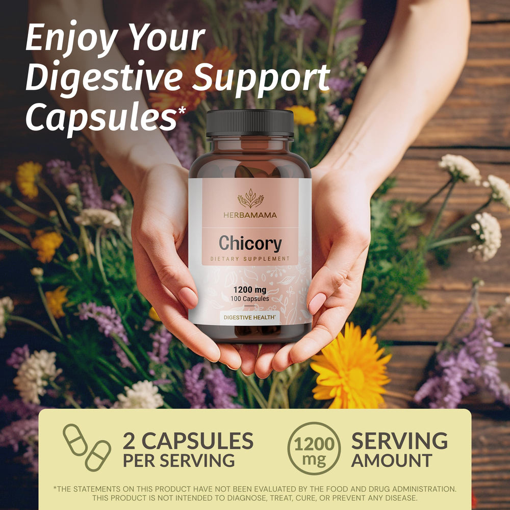 HERBAMAMA Chicory Root Fiber Capsules product package