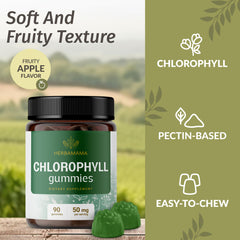 HERBAMAMA supplement facts label showing 50 mg chlorophyllin per serving