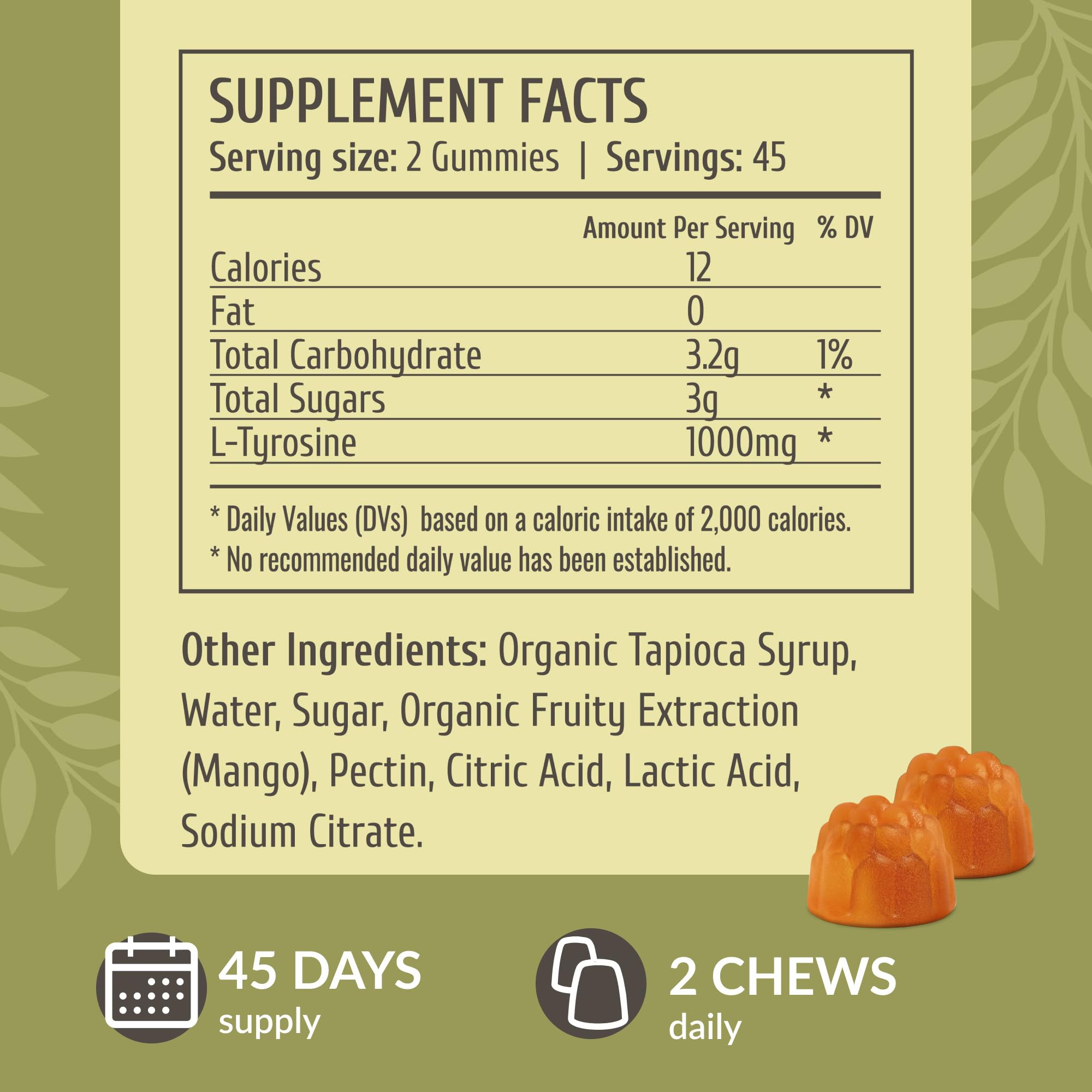 Soft, chewy texture of pectin-based L-Tyrosine gummies
