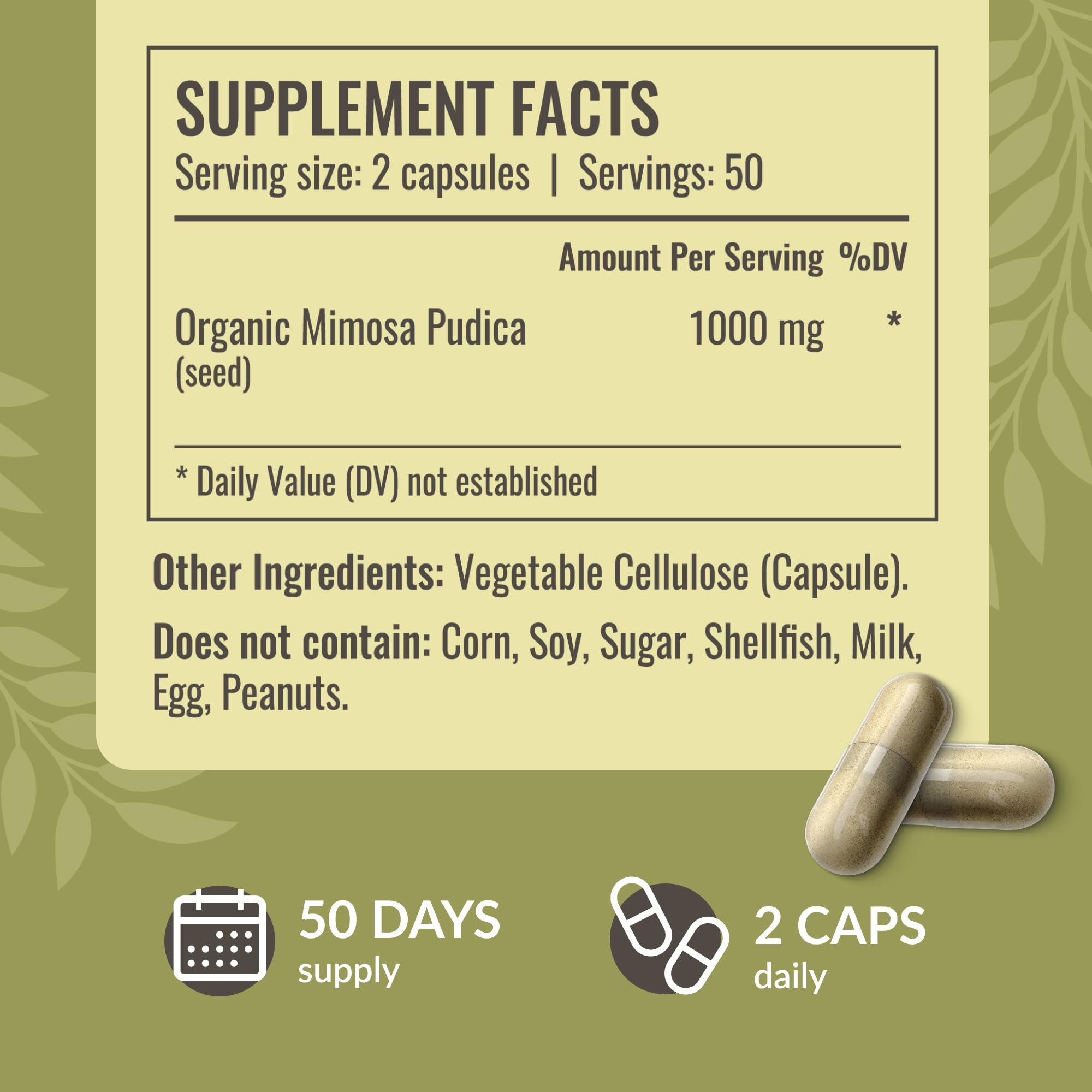 HERBAMAMA Mimosa Pudica capsules on the go with water for daily use.