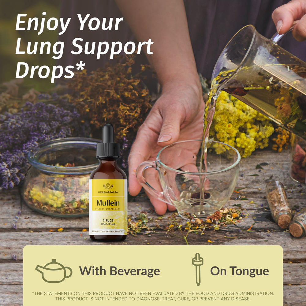 Dropper dispensing mullein tincture for lungs
