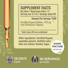 Ingredients: mullein leaf, vegetable glycerin, distilled water