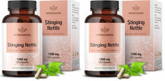 Bottle of HERBAMAMA Stinging Nettle Capsules with label visible