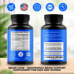 Close-up of Brain Code ingredients on label