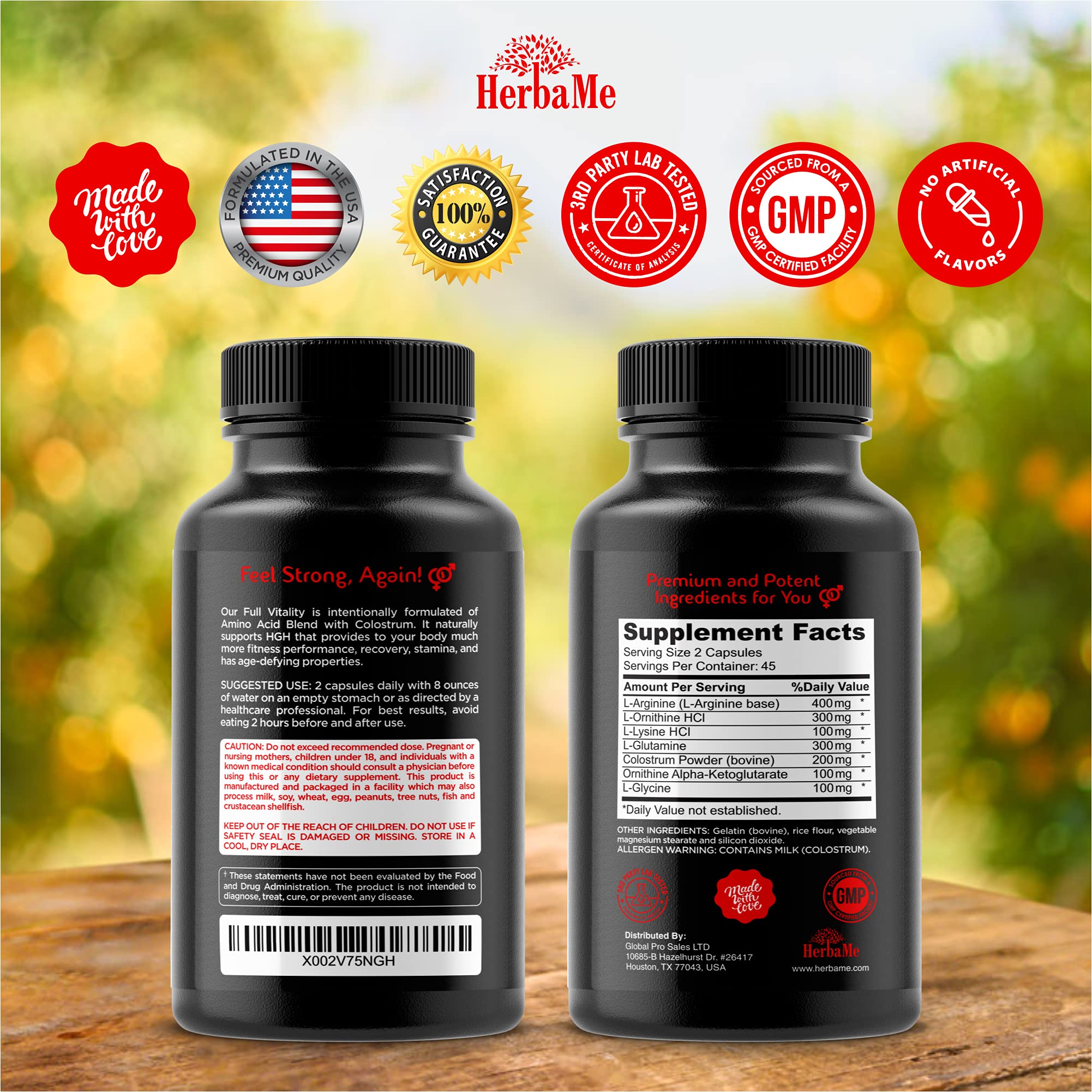 HerbaMe HGH capsules closeup for post workout recovery and easy swallowing