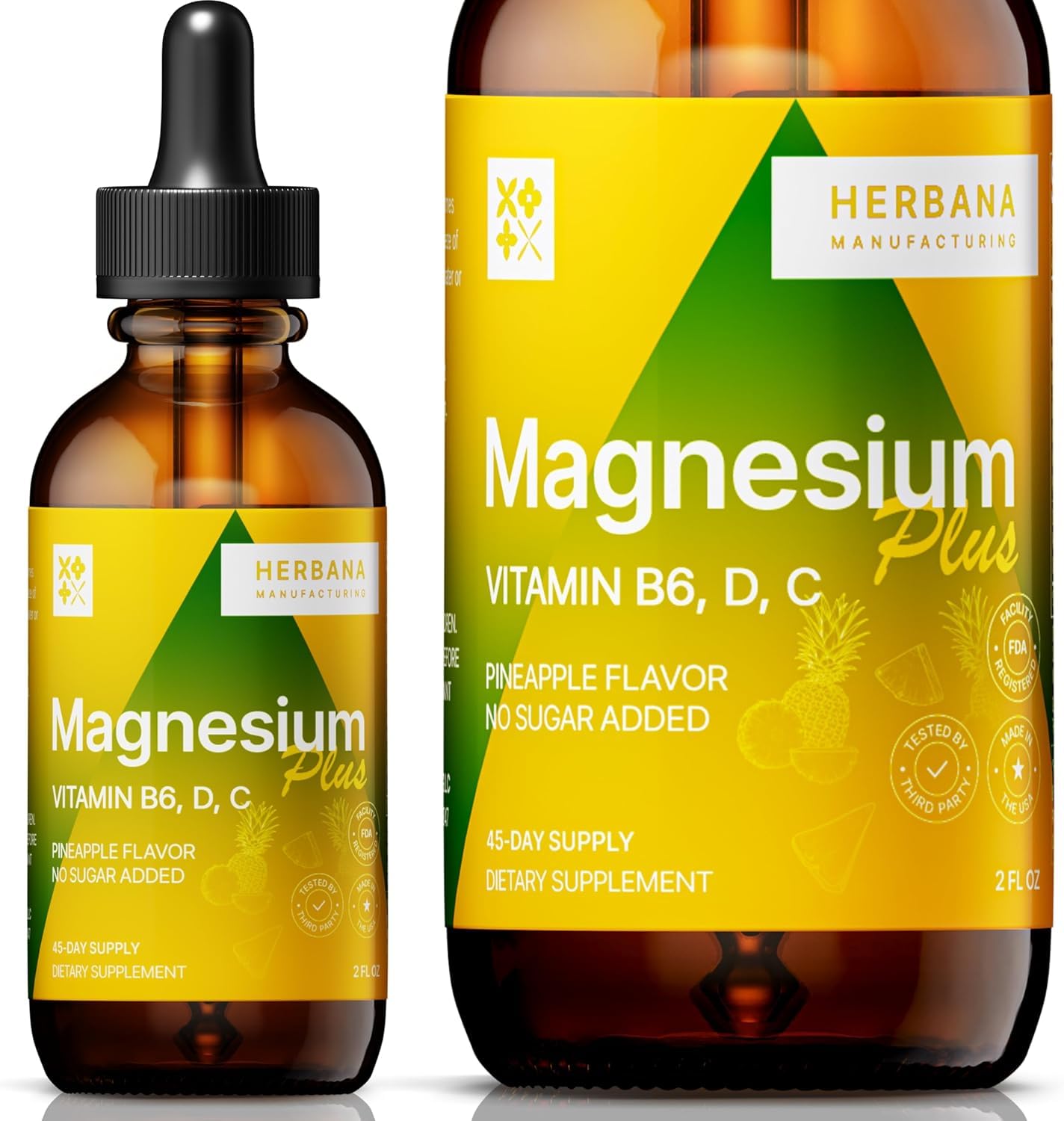 Herbana Magnesium Drops for Kids bottle with pineapple flavor