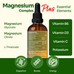 Close-up of the product label on HERBANA Magnesium Drops for Kids.