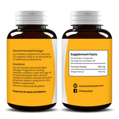 Open bottle of Turmeric Curcumin with Ginger capsules