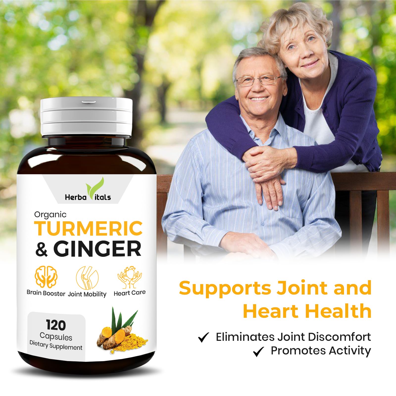 Lifestyle image: turmeric and ginger capsules with healthy ingredients