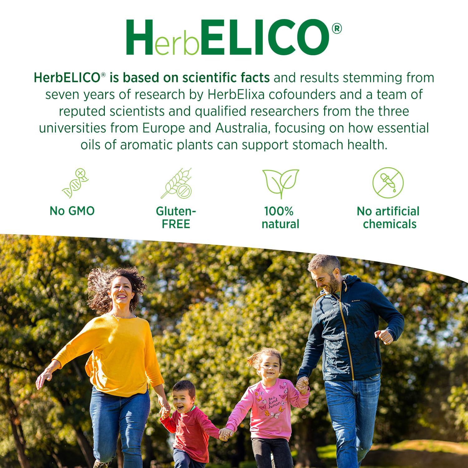 Diagram showing digestive health support from HerbELICO