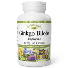 Bottle of HerbalFactors Ginkgo Biloba Phytosome capsules with label