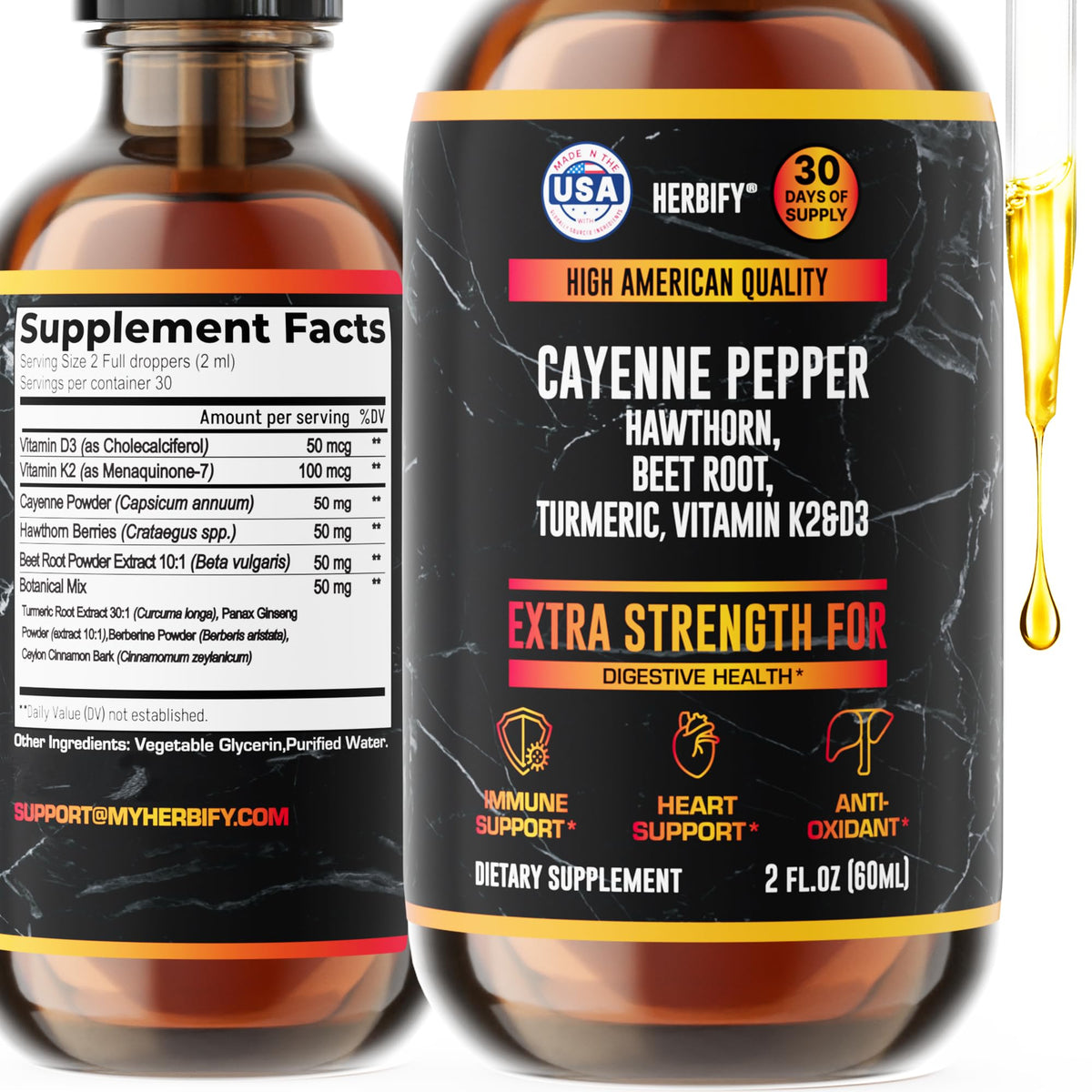 Herbify Cayenne Pepper Drops 2oz bottle