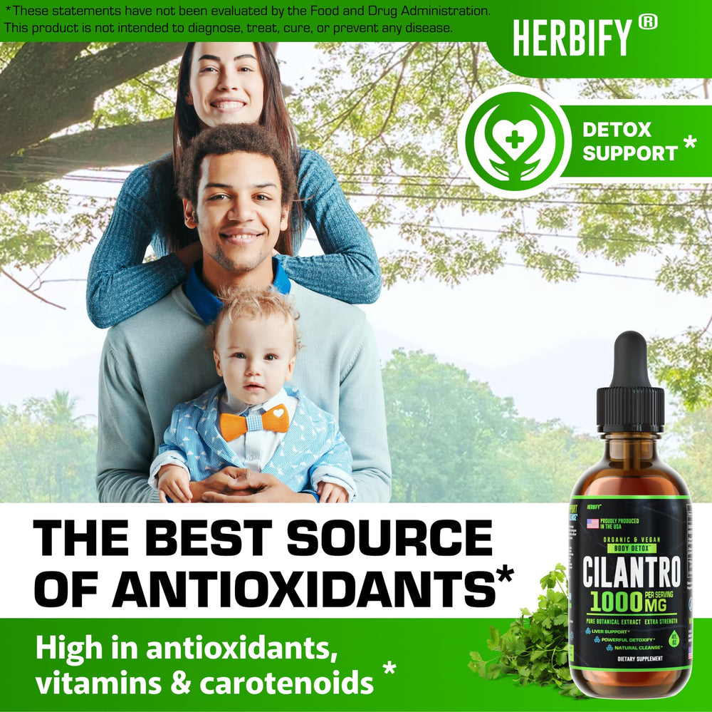 Herbify Cilantro Tincture label emphasizes USA-made quality