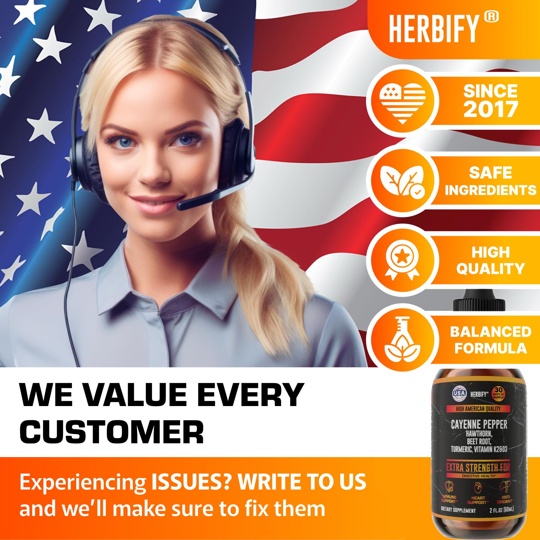 Made in USA Herbify Cayenne Pepper Drops bottle