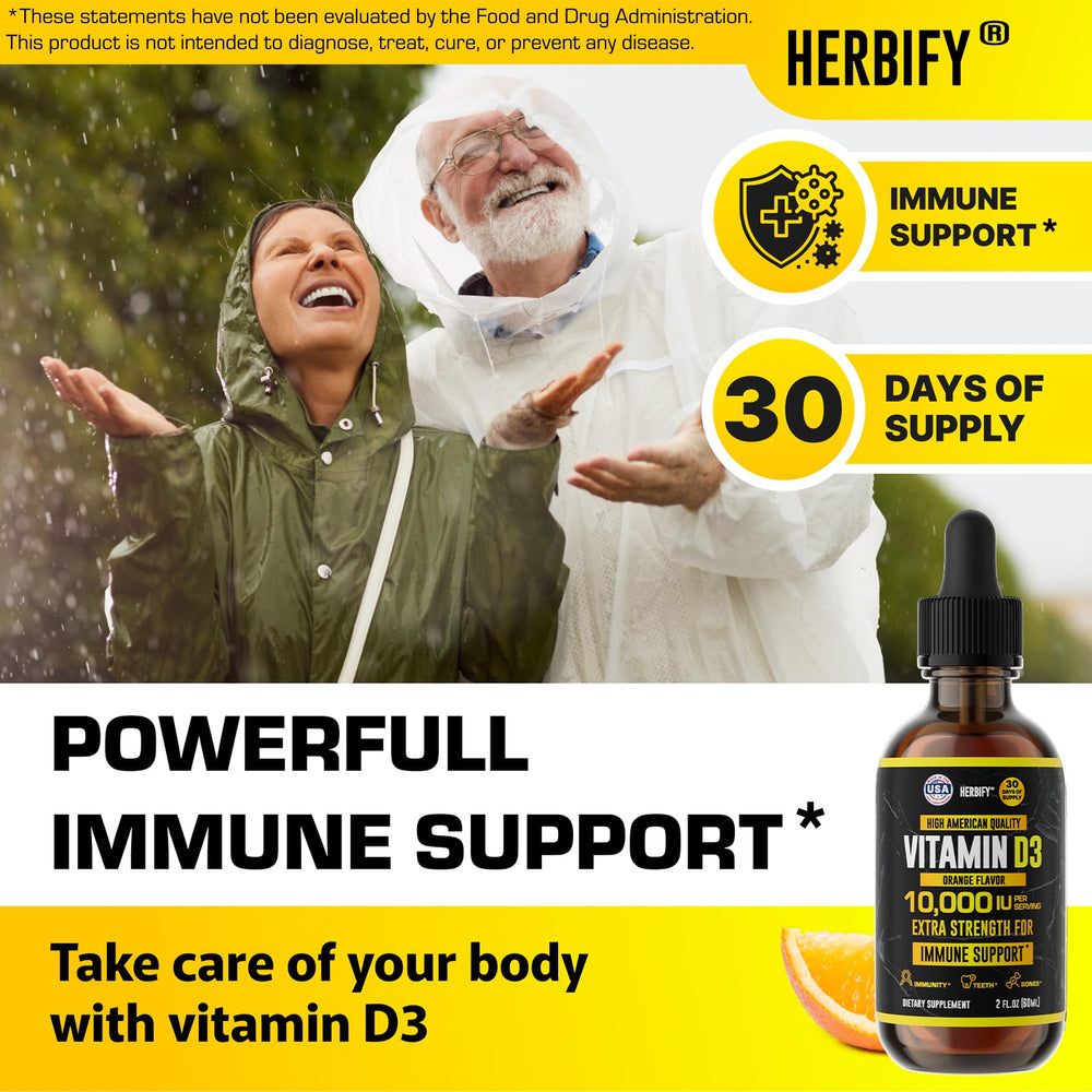 Vitamin D3 liquid drops for immune support