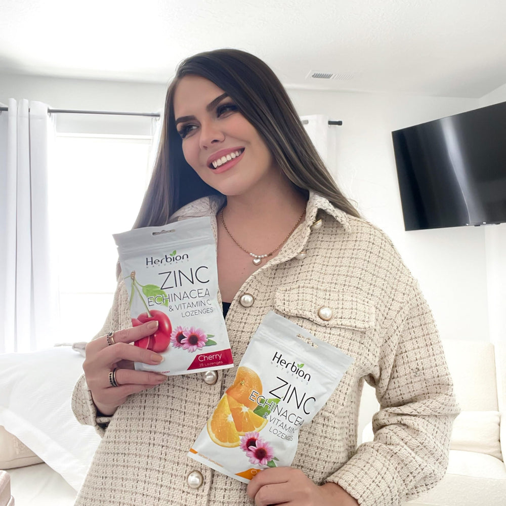 Side view of HERBION Naturals lozenges packaging