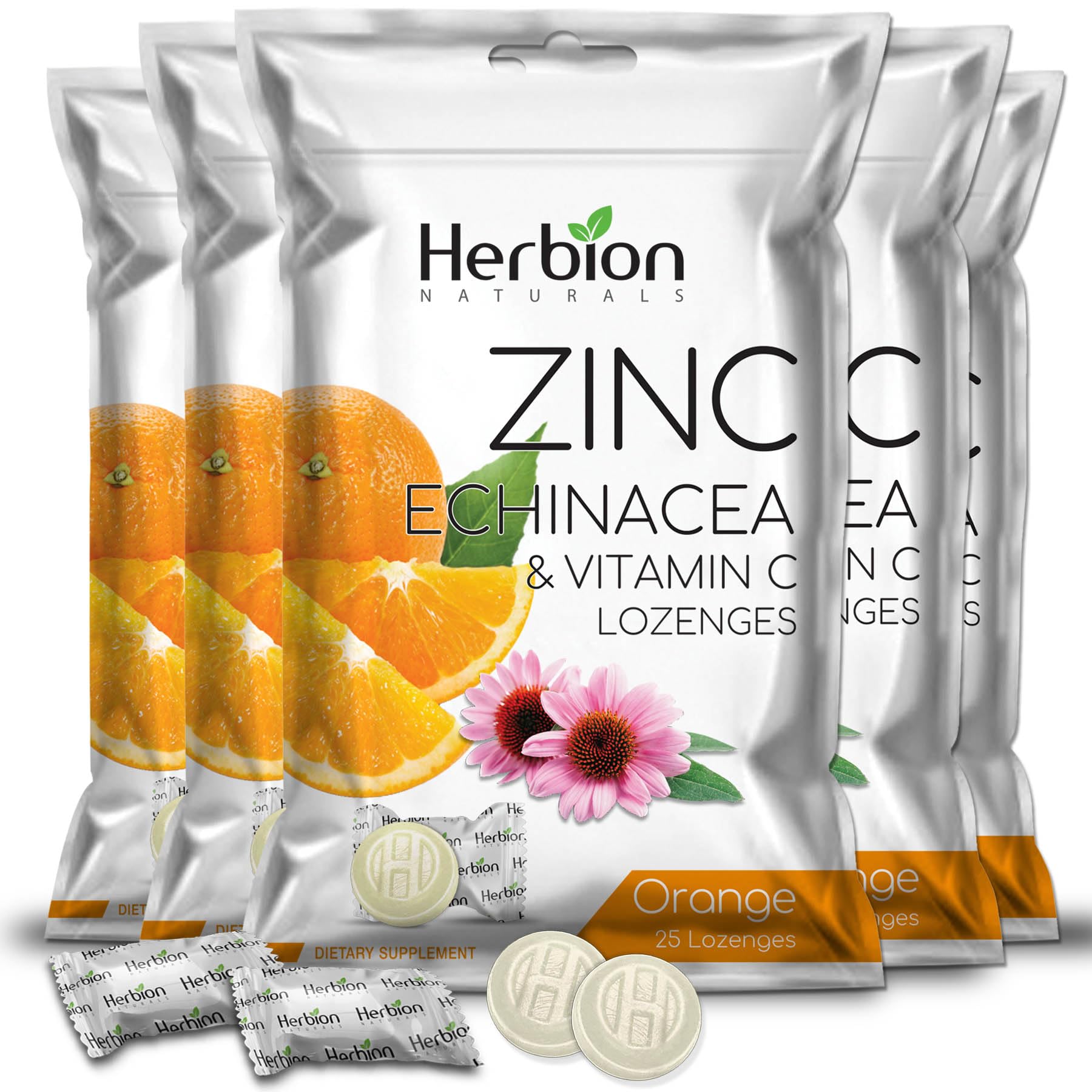 Hero image of HERBION Naturals Zinc Echinacea Vitamin C Orange Lozenges 125-count Pack of 5