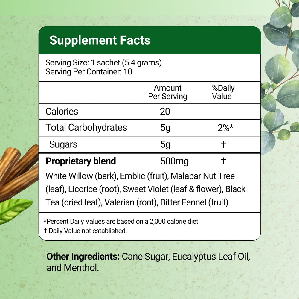 Herbion Respiratory Care Granules sachet open showing the herbal blend for comfort