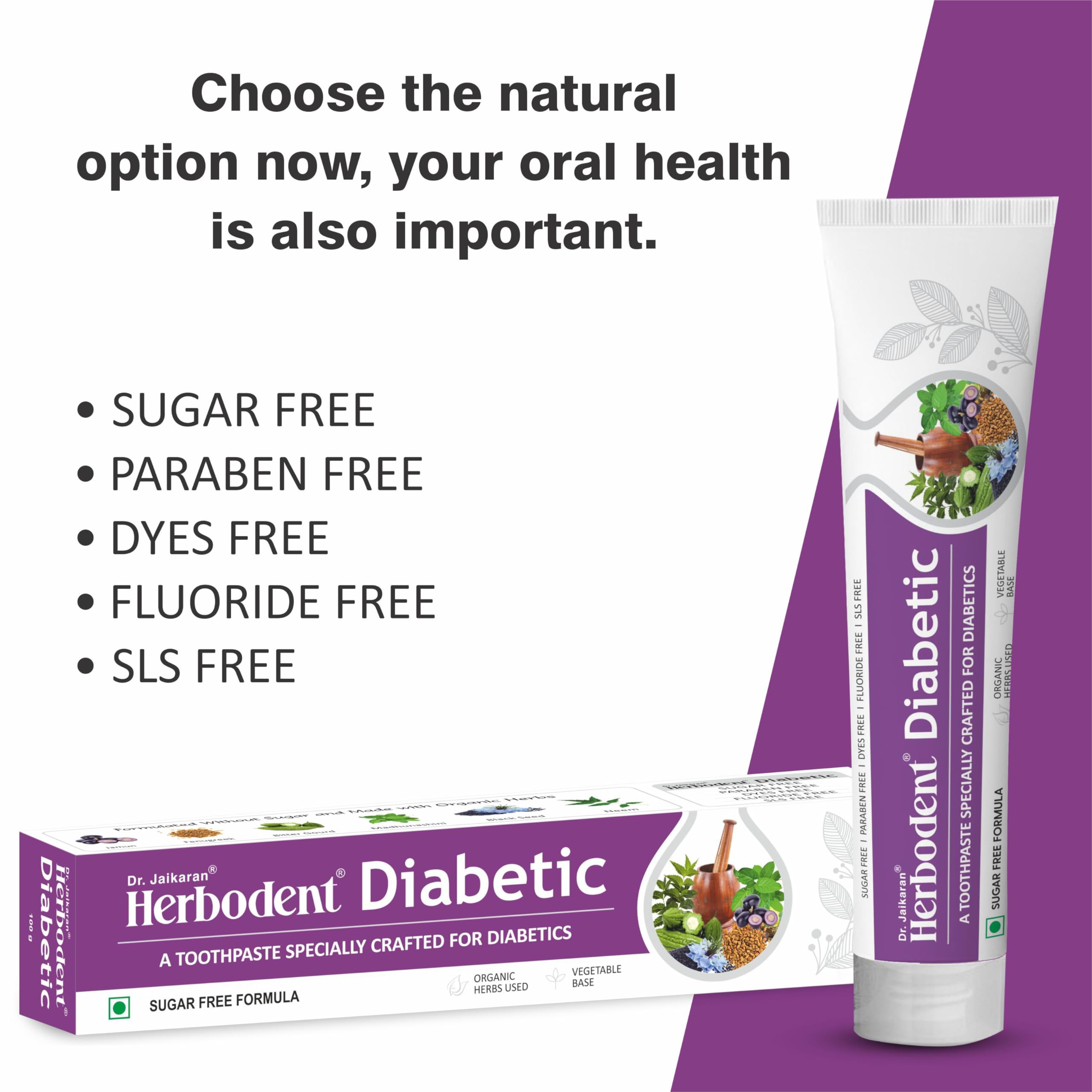 Herbodent Diabetic Toothpaste Pack of 2 - back view