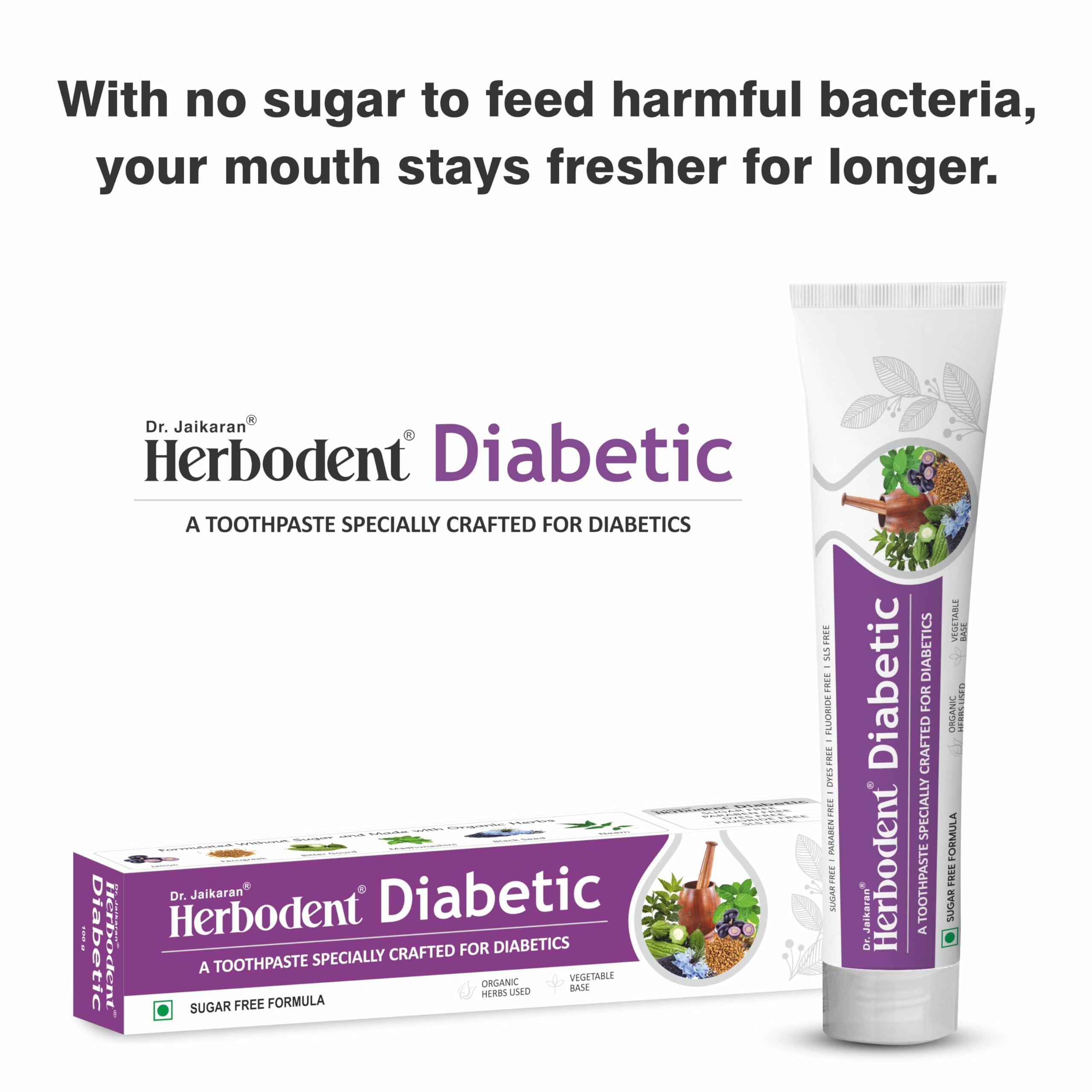 SLS-free and sugar-free badge on Herbodent packaging