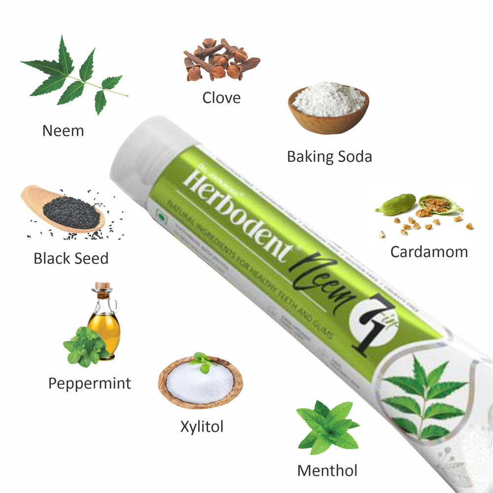 Ingredients highlight: Neem, Clove, Black Seed, Cardamom, Mint, Xylitol & Baking Soda