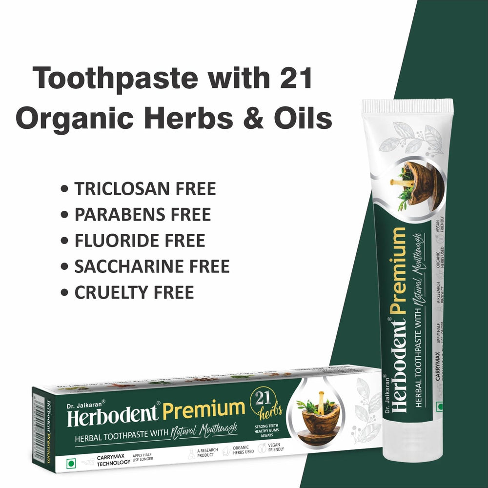 Close-up of 21 organic herbs used in Herbodent toothpaste