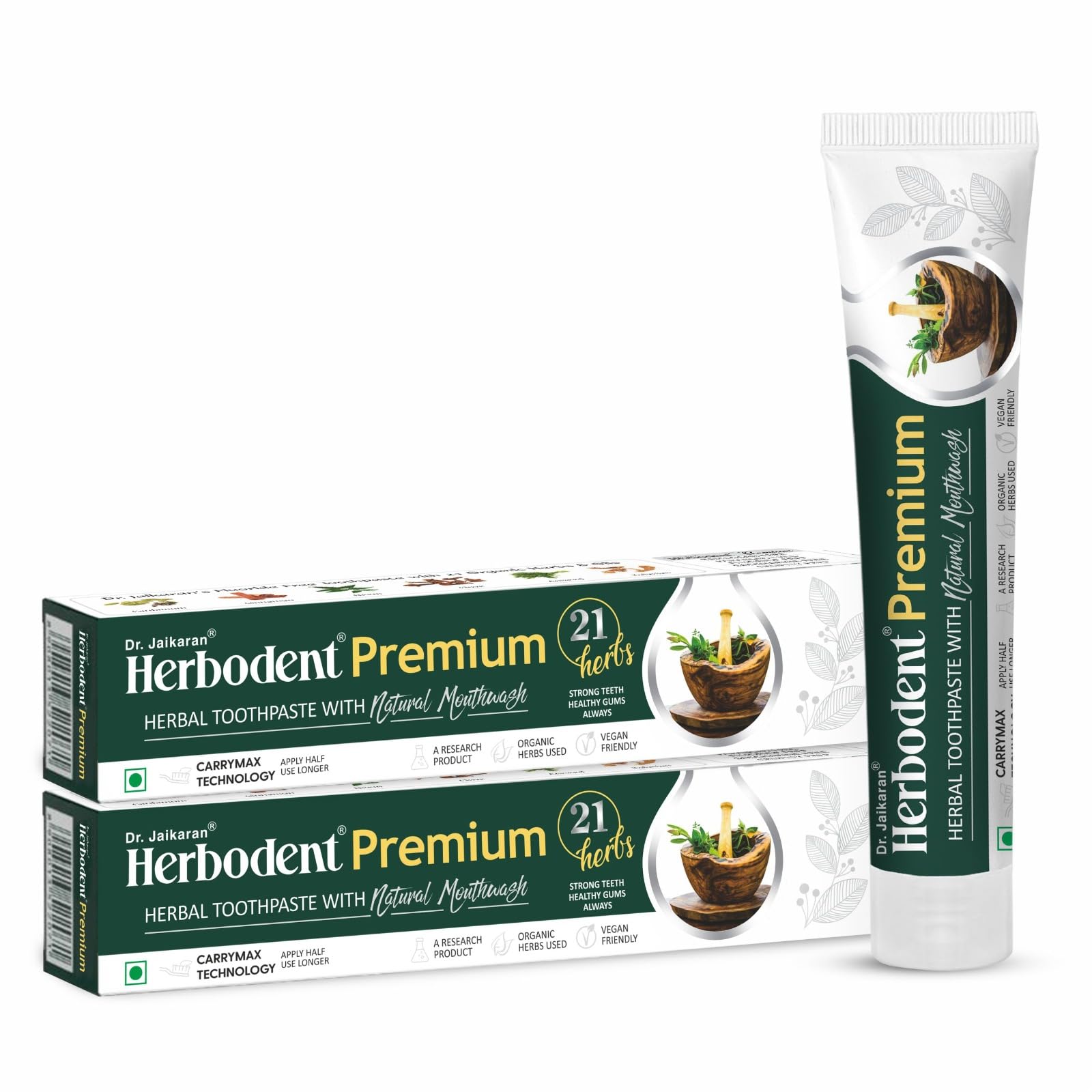 Front view of Herbodent Premium Toothpaste 2-pack
