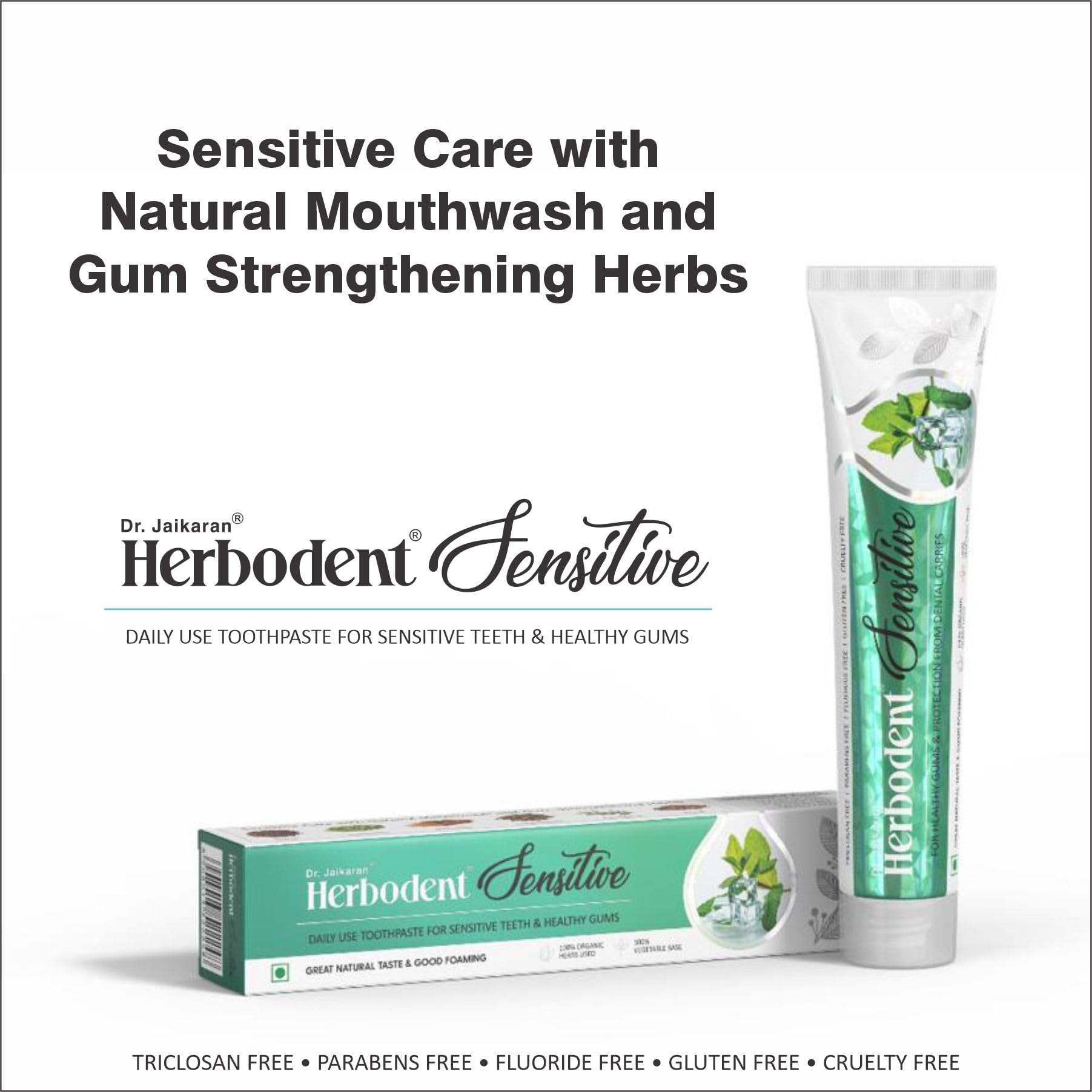 Minty fresh toothpaste with natural flavor banner