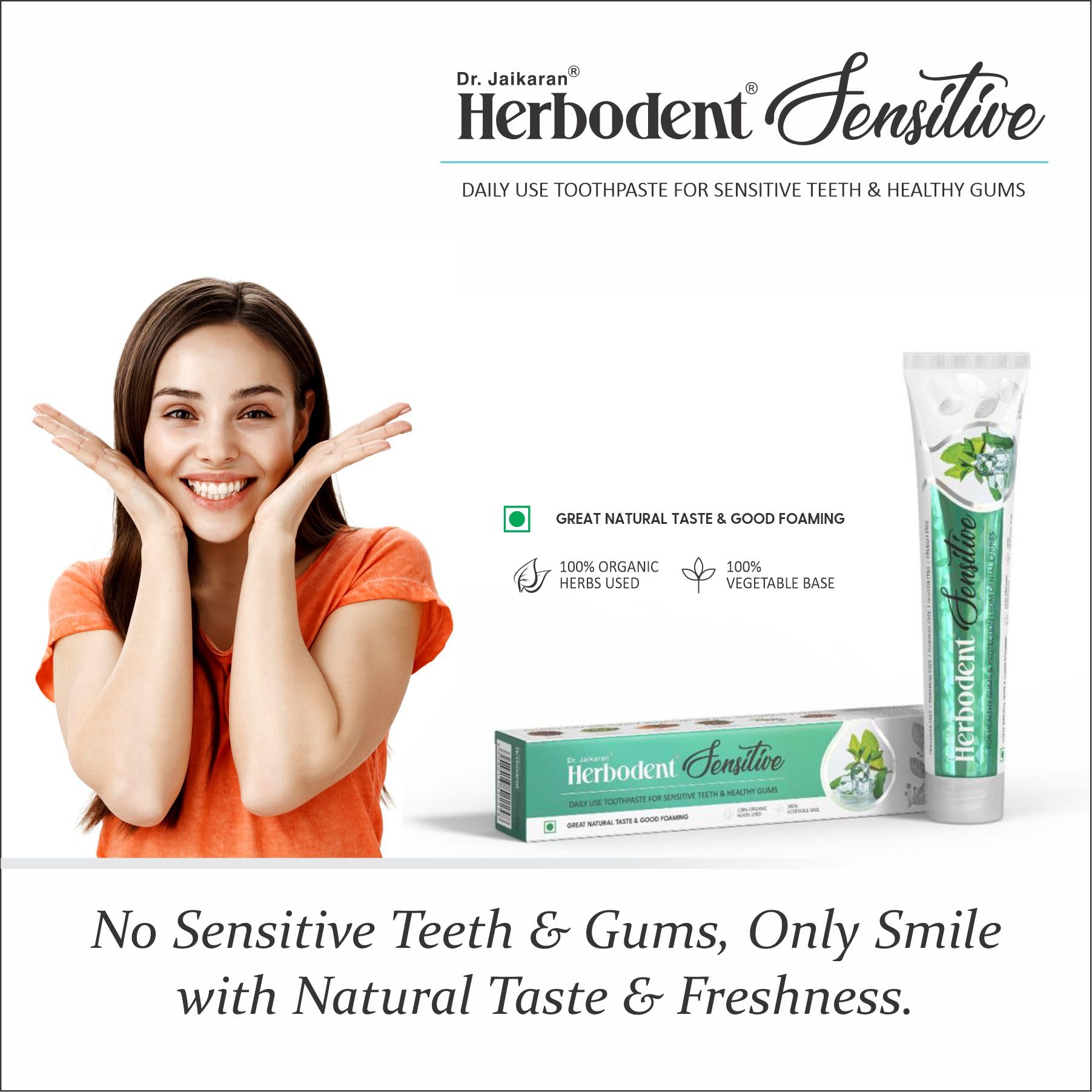 Herbodent Sensitive Toothpaste 6.53 oz pack of 2 packaging display