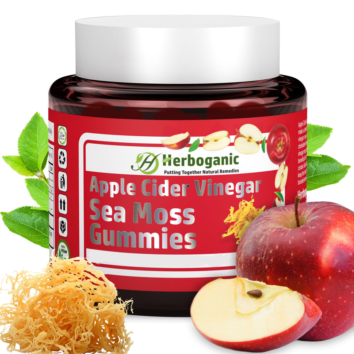 Front view of HERBOGANIC Apple Cider Gummies bottle