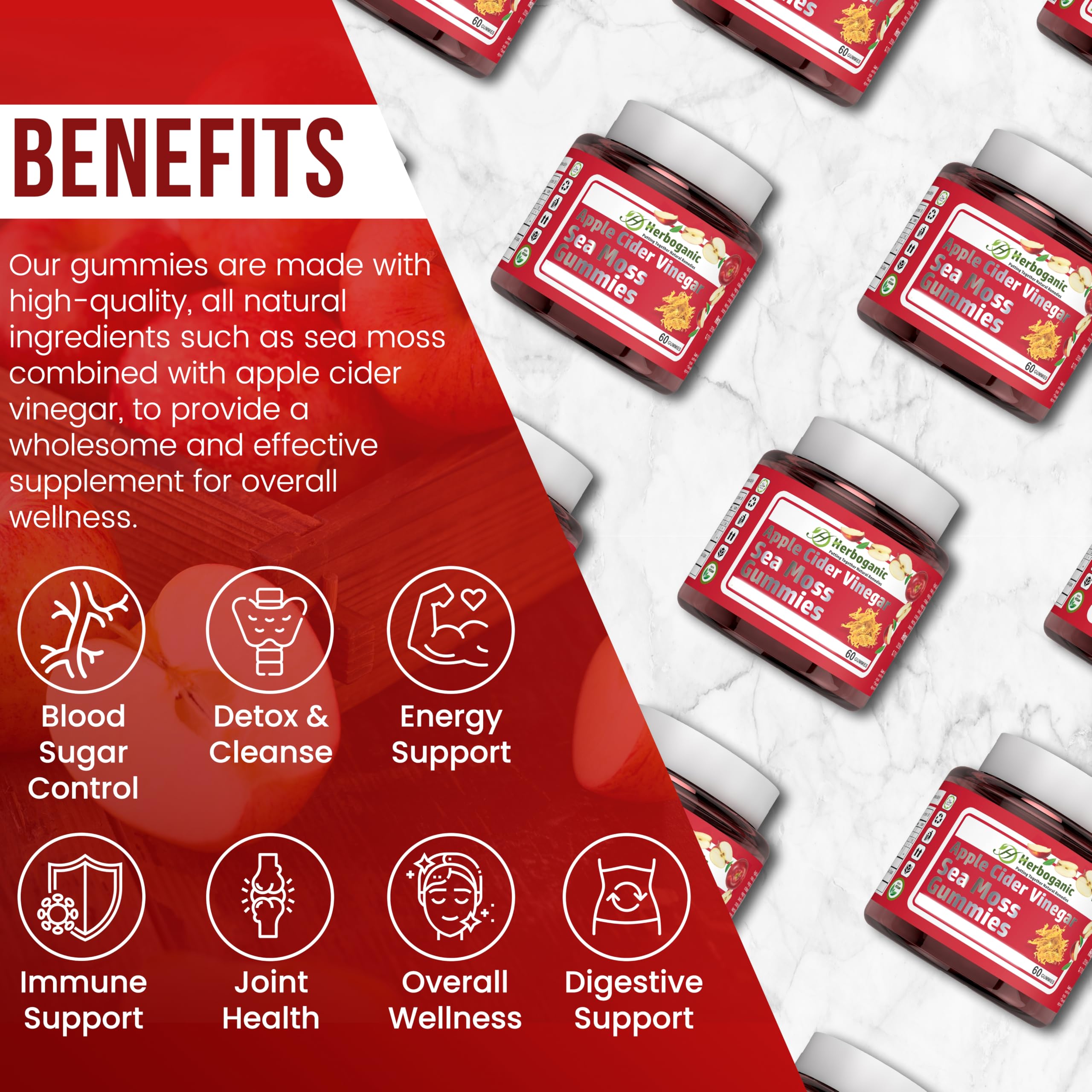 Ingredients list for HERBOGANIC Apple Cider Gummies