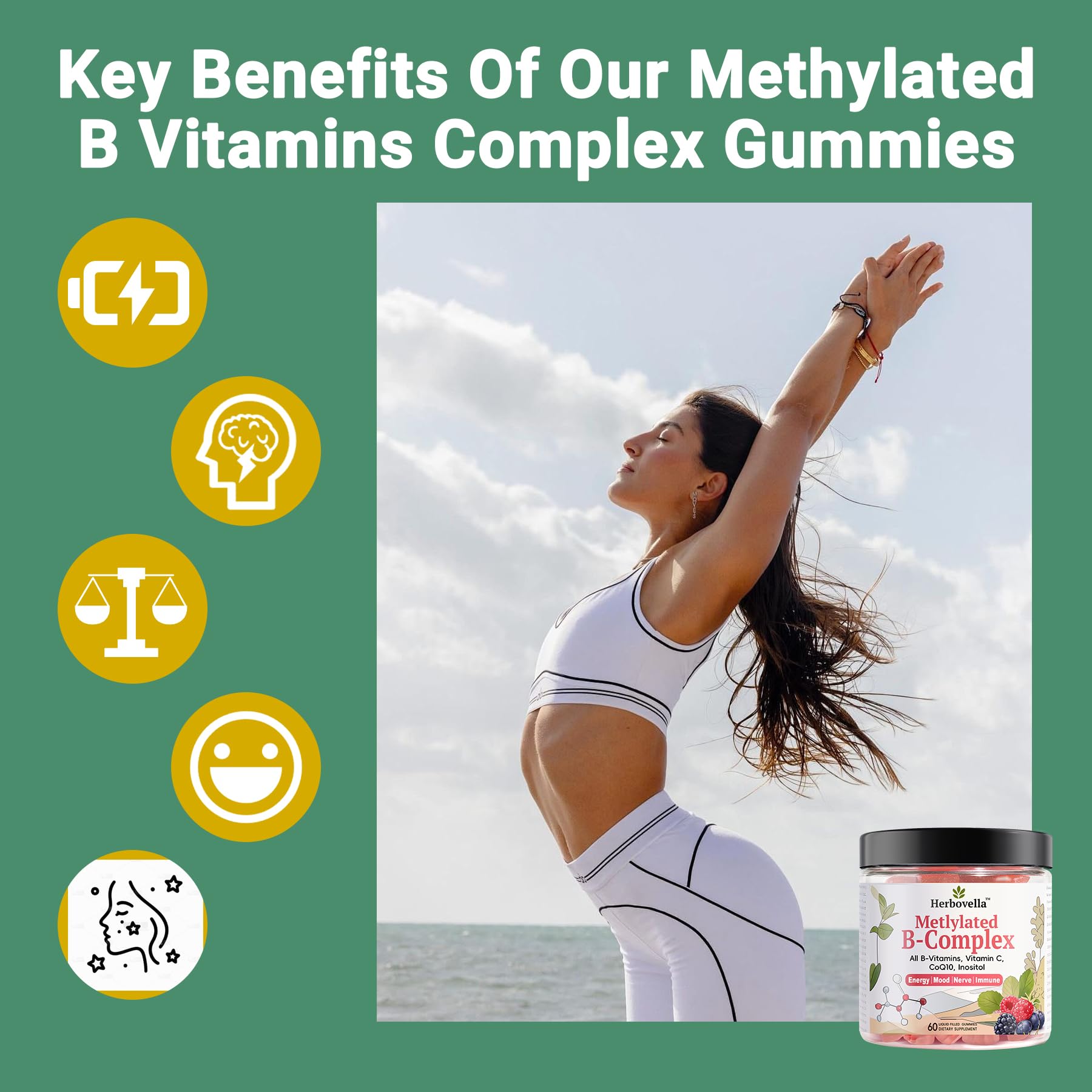 Herbovella gummy texture displayed to highlight chewable, sugar-free benefit