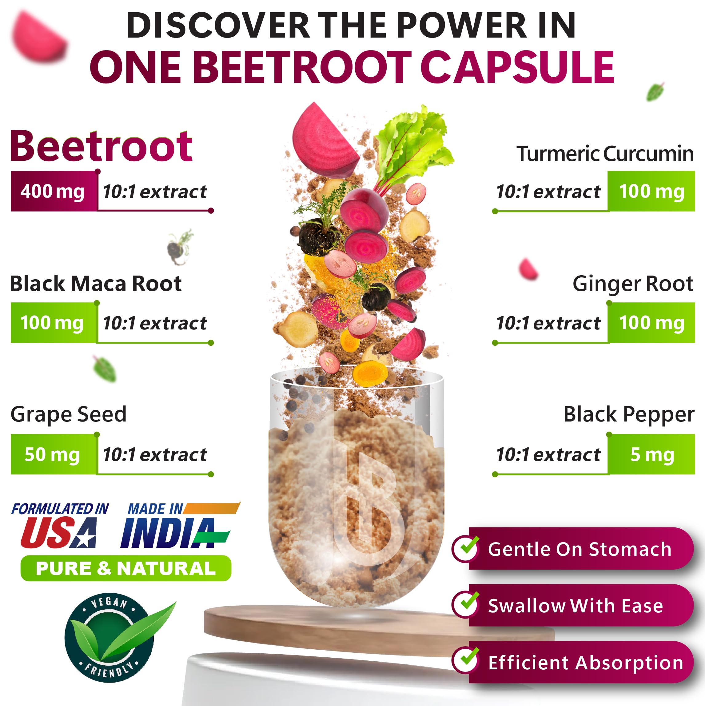 Beetroot, Maca, and herbal ingredients for heart health and immune support