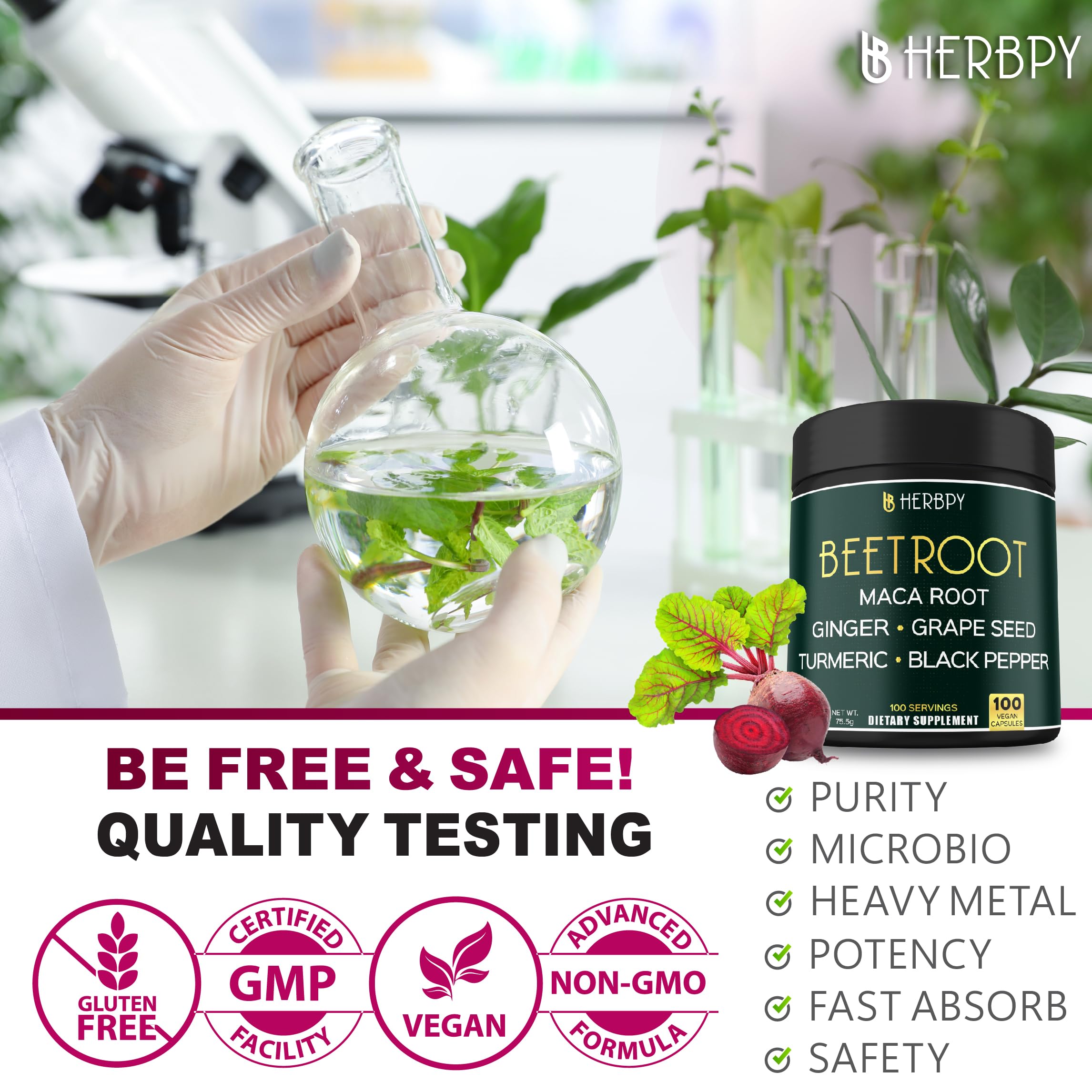 Beetroot, Maca, Ginger, and Turmeric ingredient blend