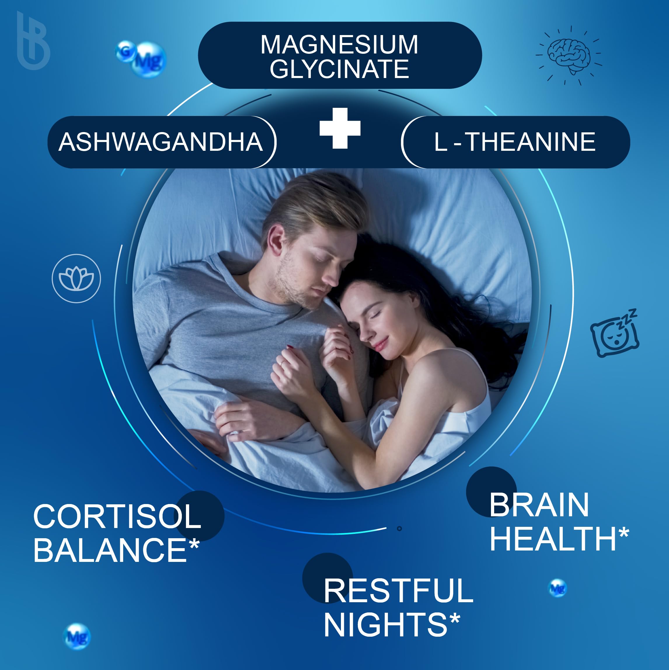 Ingredient highlight showing Magnesium Glycinate, Vitamin D3 and Vitamin B6