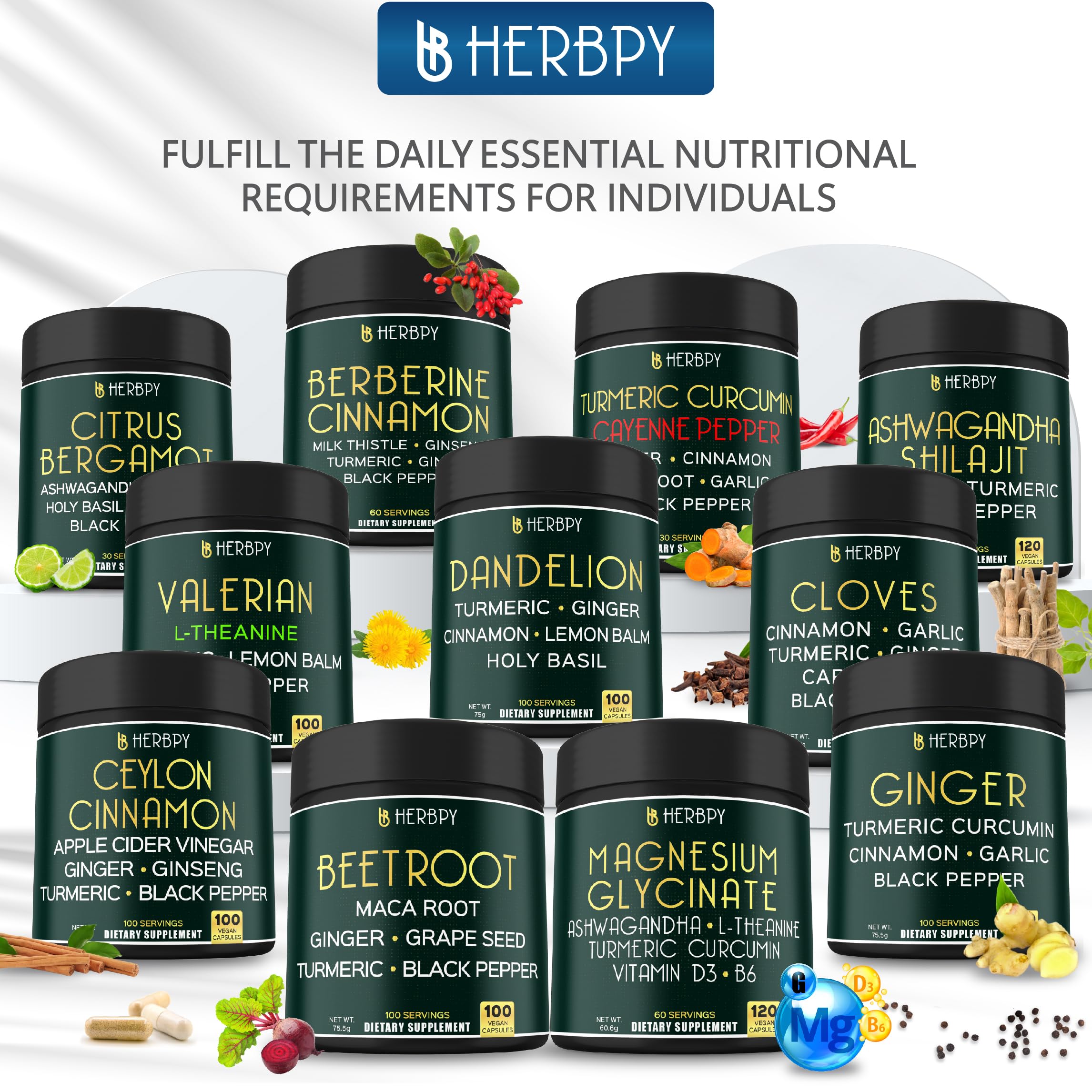 Herbpy packaging and bottle on a table