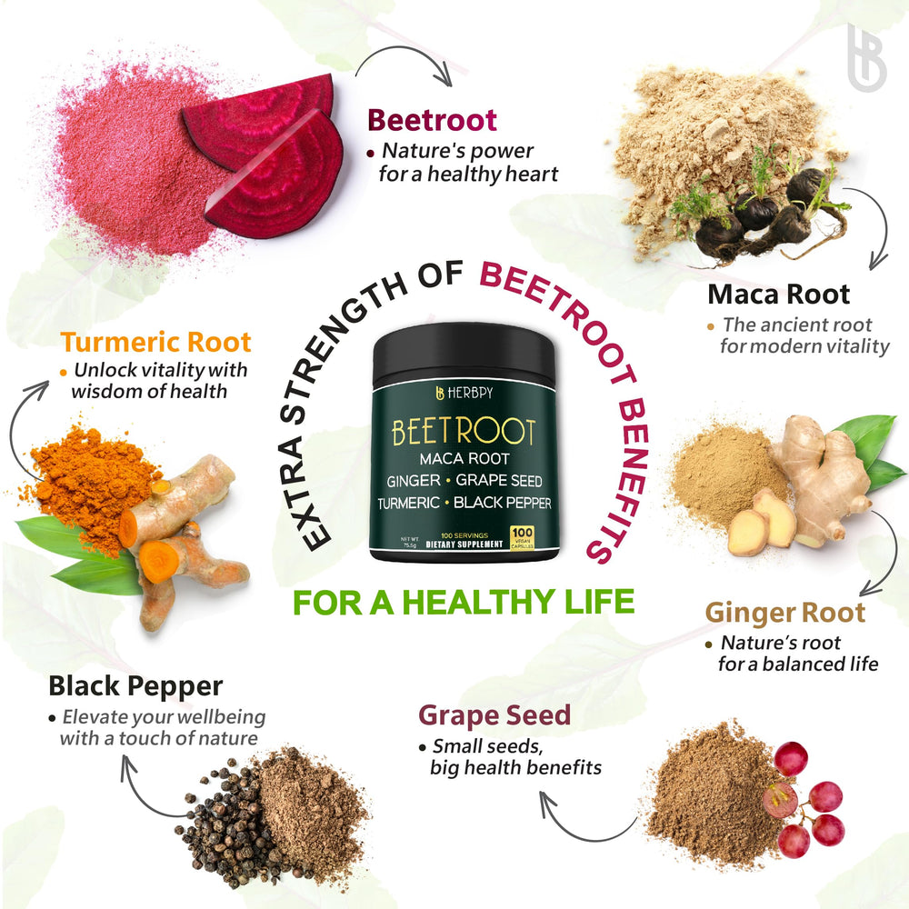 Vegan beetroot capsules, 100-count bottle