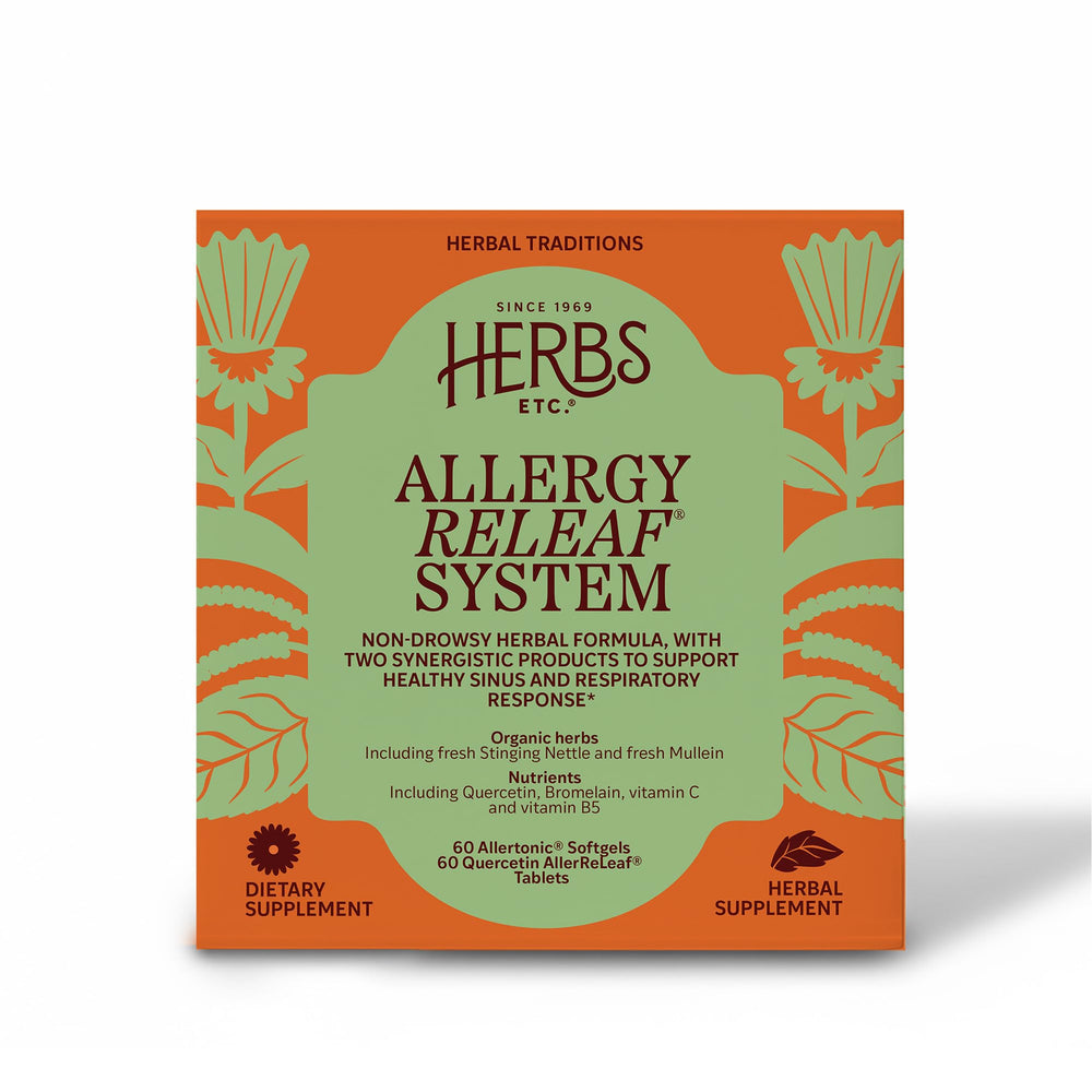 Front view of Herbs Etc. Allergy ReLeaf System bottle
