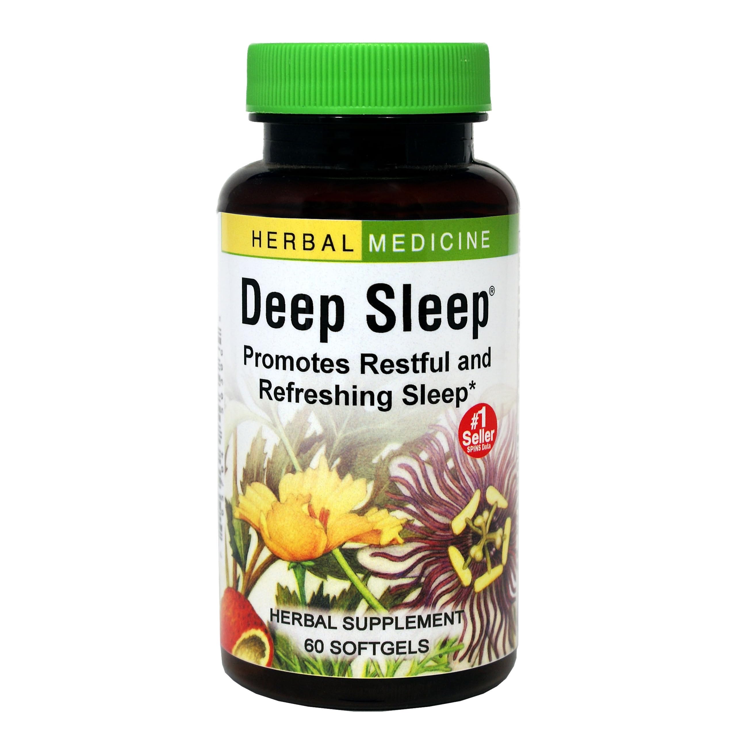 Bottle of Herbs Etc. Deep Sleep Softgels on a clean surface