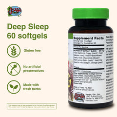 Herbs used in Deep Sleep Softgels: passionflower, chamomile, lemon balm