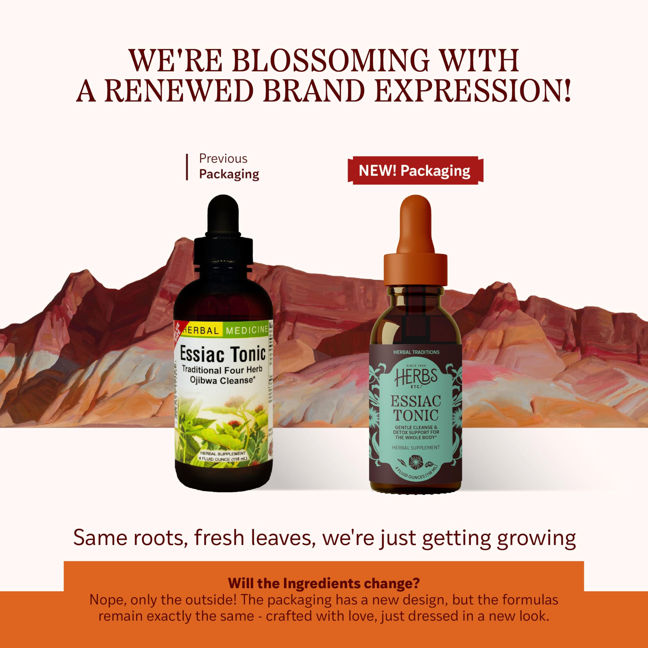 Herbs Etc. Essiac Tonic dropper releasing liquid drops for easy dilution in water.