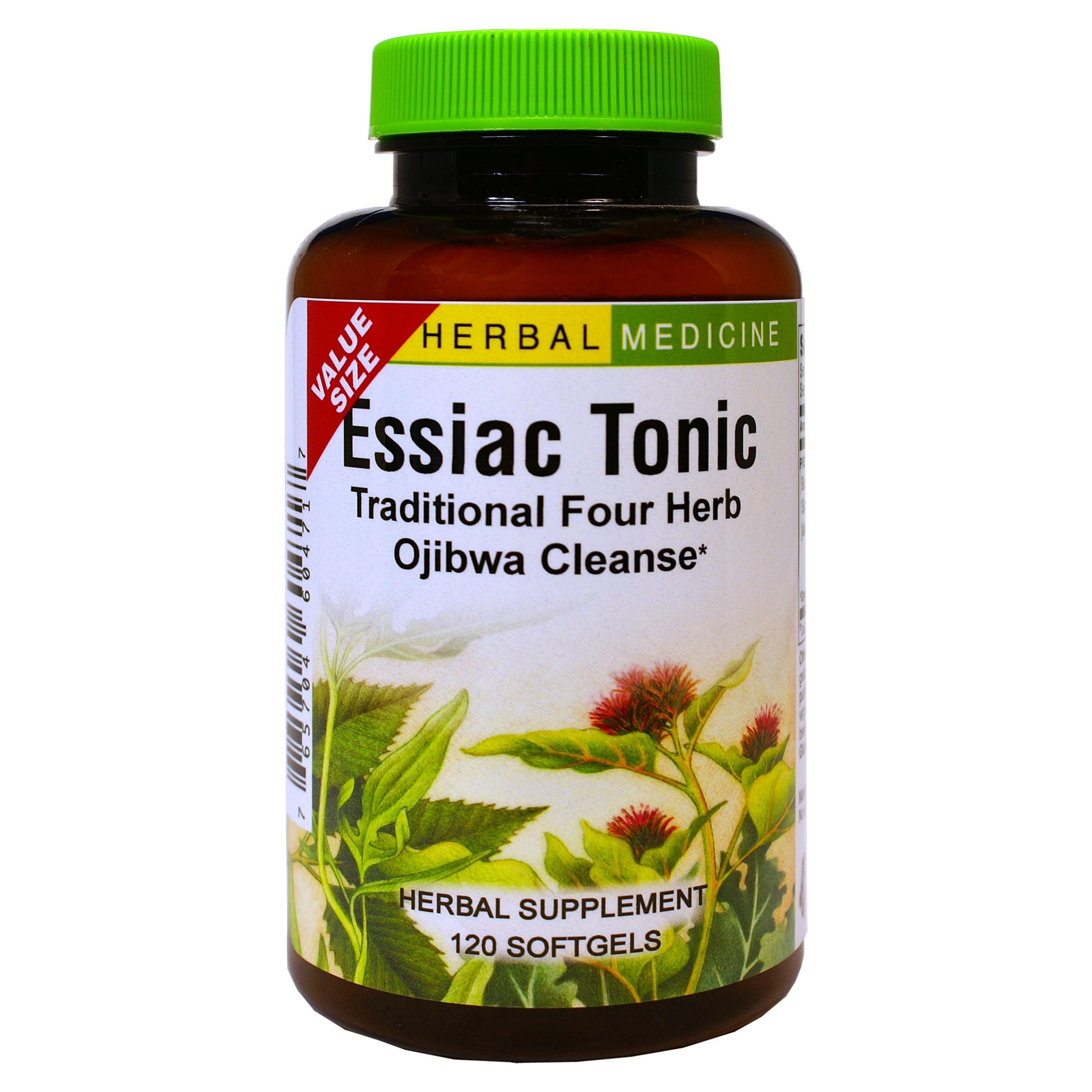 Herbs Etc. Essiac Tonics Softgels bottle close-up highlighting detox support
