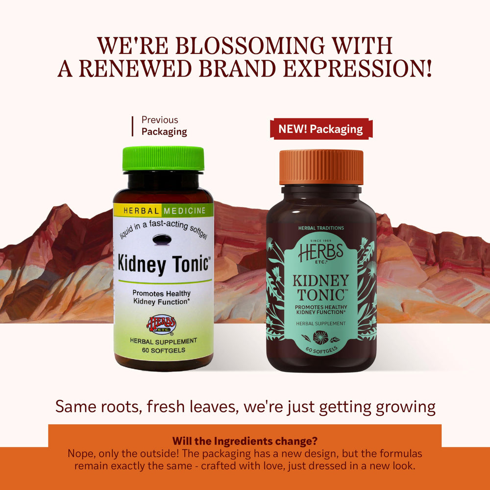 Front view of Herbs, Etc. Kidney Tonic Softgels bottle